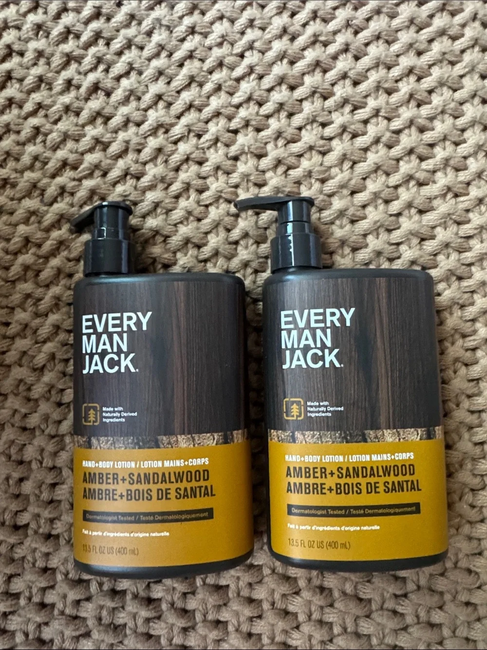 Every Man Jack Amber + Sandalwood Hand & Body Lotion 2-Pack (13.5 oz Each) NEW